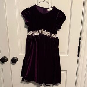 Charming Velvet Kids Dress with Lace Detail
